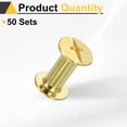 thumbnail image 3 of Uxcell 50set Chicago Screw M5 x 12mm 14mm Length Metal Phillips Nail Rivet Stud Screw Bolts Rivets Binding Post Screw for DIY Leather Belt Bag Craft Bookbinding, Gold, 3 of 6