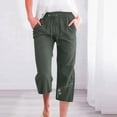 thumbnail image 1 of Jsaierl Womens Capris for Summer Cotton Linen Wide Leg Drawstring High Waist Capris Pants Plus Size Cropped Pants with Pockets, 1 of 5
