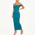 thumbnail image 5 of LEAVINGSUO Summer Dresses For Women Fashion Skirt Sleeveless Off-The-Shoulder Sleeveless High Waist Dresses Solid Color Mint Green S, 5 of 6