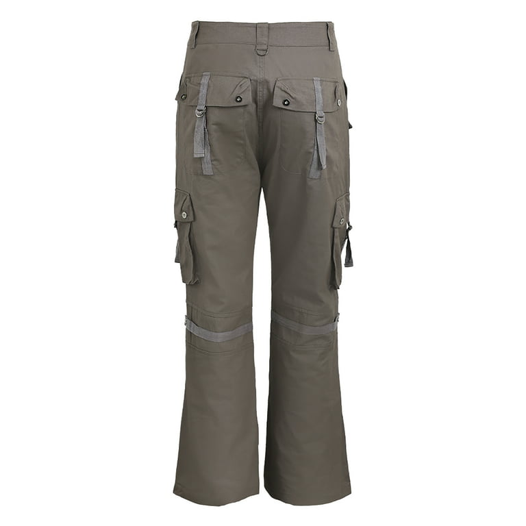 SpringTTC Women's Low Waist Loose Fit Full-length Solid Pockets Cargo Pants  - Walmart.com
