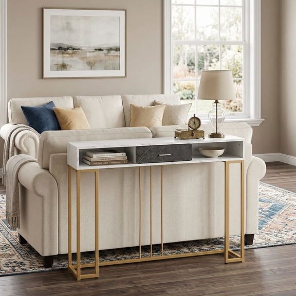 YYAo Console Table, Entryway Table, Console Sofa Table, Display Shelf,Narrow Long Sofa Table for Living Room-White