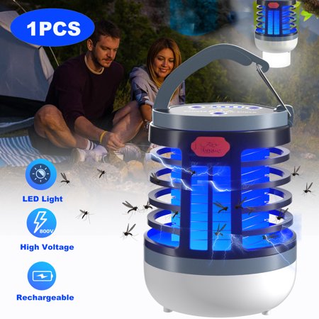 Melliful Bug Zapper Outdoor with Led Light  Electric Mosquito Repellent Pest Control Waterproof Cordless Bug Zapper   Rechargeable Insect Fly Trap For Outdoor  Indoor  Camping  Emergency  1Pcs Black