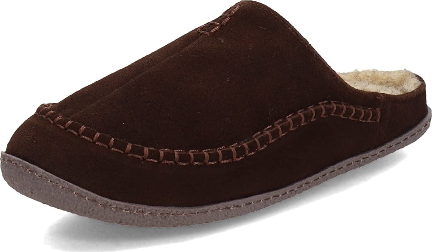 Clarks Suede Leather Open Back Slipper JMS0345 - Plush Sherpa Lined - Indoor Outdoor House Slippers for Men 8 M US, Dark Brown - Walmart.com