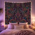 thumbnail image 2 of Symmetrical Paisley and Bloom on Dark Navy, Dramatic Boho for Meditation Enthusiasts, Ornate Floral Wall Art, Housewarming Gift Tapestry Wall Hanging for Bedroom and Living Room, 2 of 7