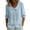 Light Blue #38, variant on Linen Shirt Women Scoop Neck Puff Cuff Basic Tees 3/4 Sleeve Button Up Flowy Summer Shirt Loose Fit Fashion 2026 Tshirt Green L