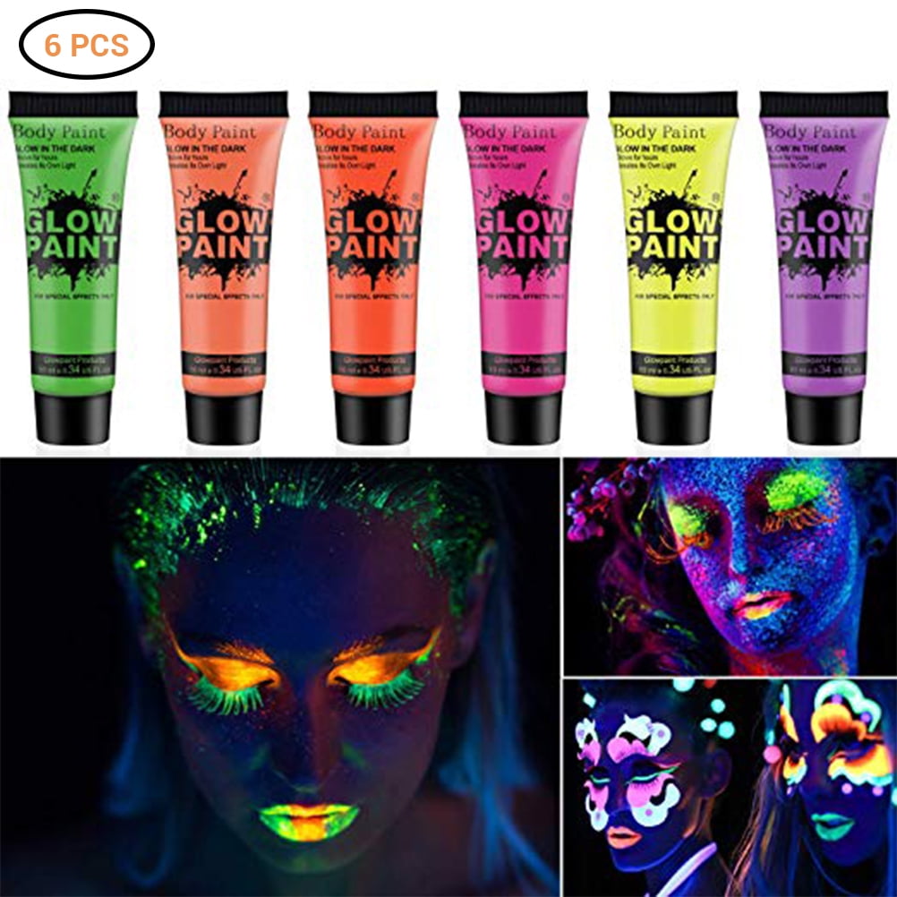 Washable Safe Glow in The Dark Face Paint Crayons UV Neon for Halloween Carnival Night Glow Makeup Paint Non-Toxic 