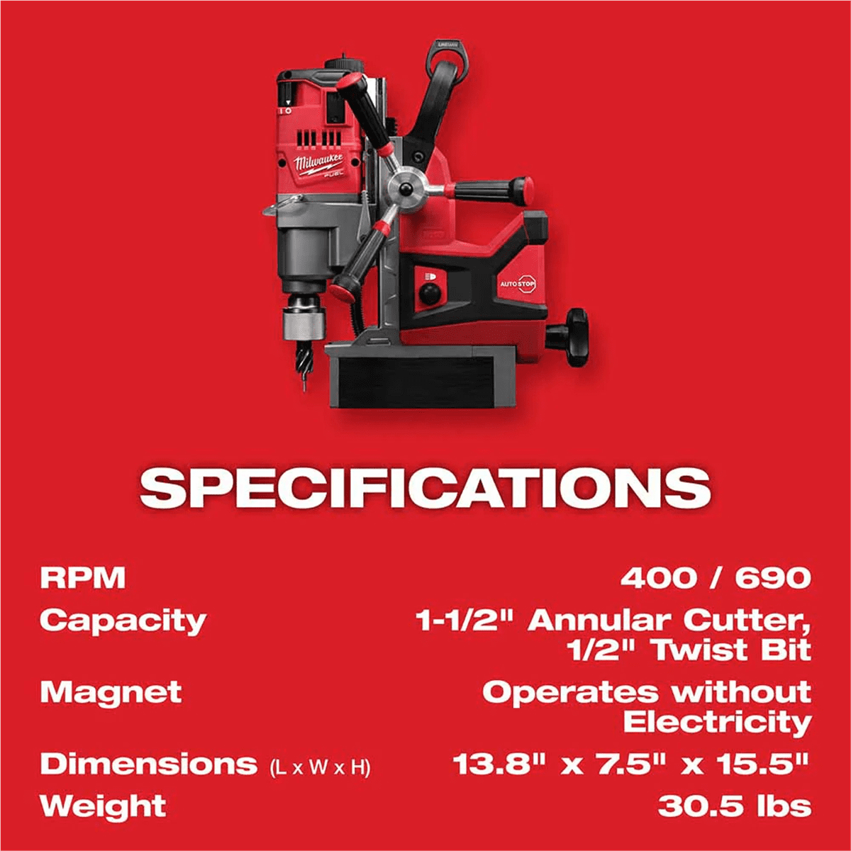 Milwaukee 2788-22HD 18V Cordless 1 1/2" Lineman Magnetic Drill High Demand Kit