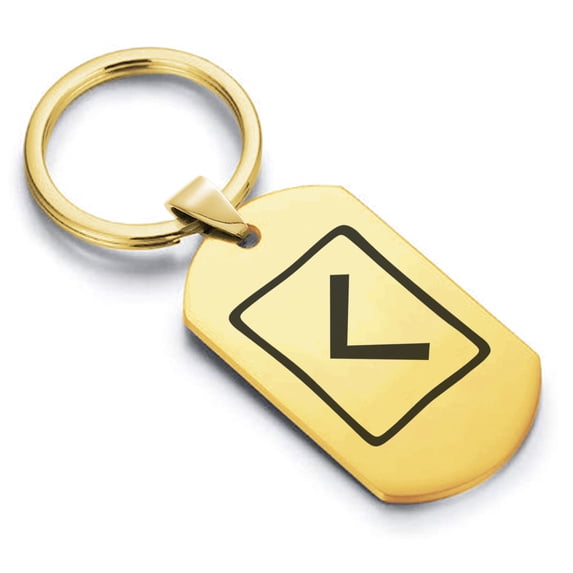 Stainless Steel Elder Futhark Kenaz Rune Dog Tag Keychain Circle Ring