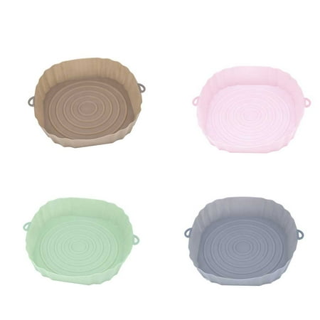 

TureClos Air Fryer Silicone Frying Tray Heats Resistant Baking Pan Reusable Oven Barbecue Mat Non-stick Bakeware Accessory Household Light Gray