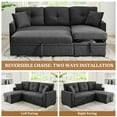 thumbnail image 6 of Timbernest 76.5" Pull Out Sofa Bed, Convertible L Shaped Sectional Sleeper Sofa with Chaise Storage, Charcoal Black Linen Blend, 6 of 11