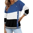 thumbnail image 4 of Xuanfei Women Round Neck Button Closure Long Sleeve Colorblock Top, 4 of 5