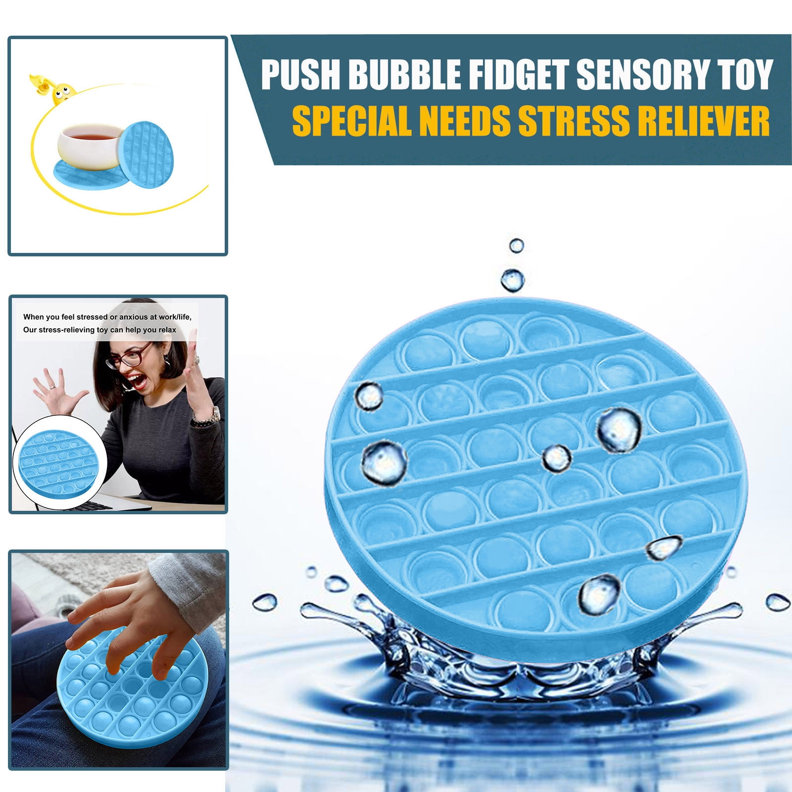 Details about   PUSH BUBBLE SILICONE SENSORY FIDGET TOY ANXIETY STRESS RLF BUBBLE GAME SHIP FAST 
