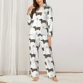 thumbnail image 2 of Pajama Sets for Women 2 Pcs, Dachshund Dog Puppy No.1052 Button Down Long Sleeve Sleepwear Lounge PJ Sets, 2 of 6