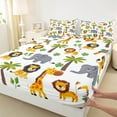 thumbnail image 3 of Manfei Wild Lions Elephant Twin Sheet Sets,Tropical Botanical Coconut Monstera Twin Fitted Sheet,Jungle Animal Flat Sheet For Boys Girls,Super Cozy Room Decor,3pcs, 3 of 7