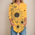 thumbnail image 2 of Womens 3/4 Length Sleeve Tops Spring Neck Casual Print Tunic T Shirts Three Quarter Length Womens Tops, 2 of 5