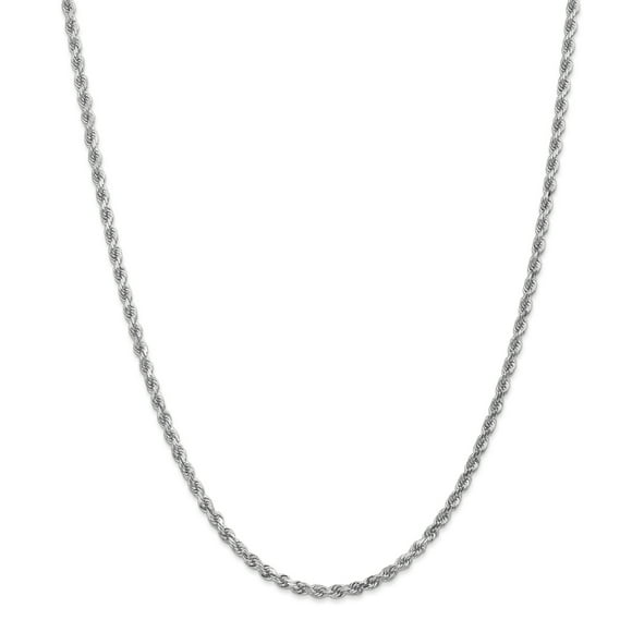 14K White Gold 3.1mm Diamond Cut Rope Chain 30 IN