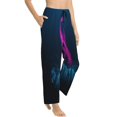 thumbnail image 2 of Disketp Two Human Hands Are Holds Pink Ribbon Awareness Print Women'S Comfy Pajama Pants Casual Drawstring Palazzo Lounge Wide Leg Pants, 2 of 9