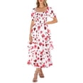 thumbnail image 1 of Vestido casual BTFBM para mujer con cuello cuadrado y manga abullonada, 1 of 9
