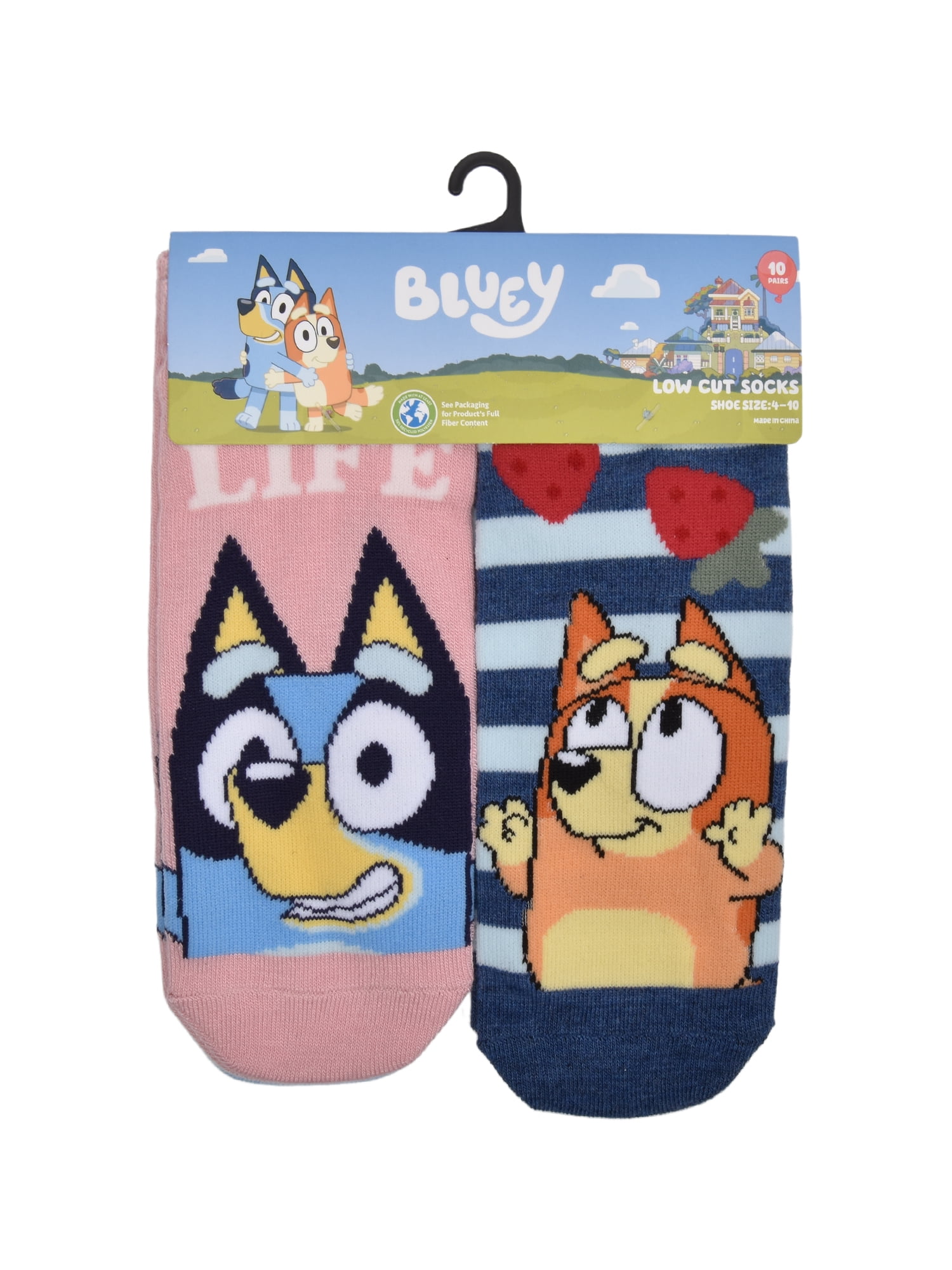 BBC Studious Bluey Women's' 10-Pack Low-Cut Socks, Shoe Size 4-10