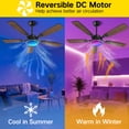 thumbnail image 2 of OUTON 52" Modern Ceiling Fan with Light and Remote Control – Flush Mount Design, 5 Blades, Quiet Reverse DC Motor, Dimmable Lighting for Patio Dining Room Outdoor Indoor – Walnut, 2 of 12