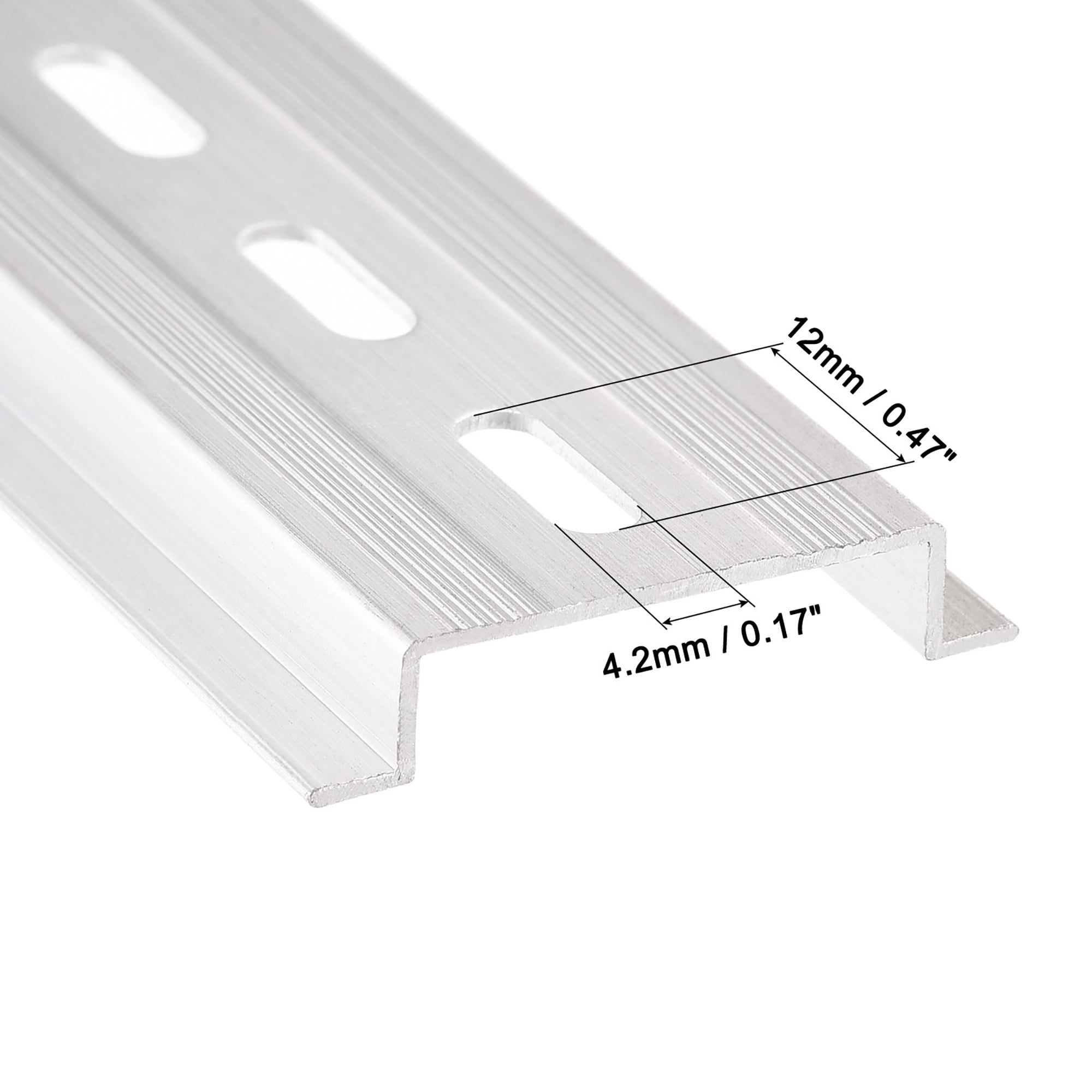Uxcell 500x35x7.5mm DIN Rail Slotted Aluminum Mounting Guide Silver Tone 5 Pack