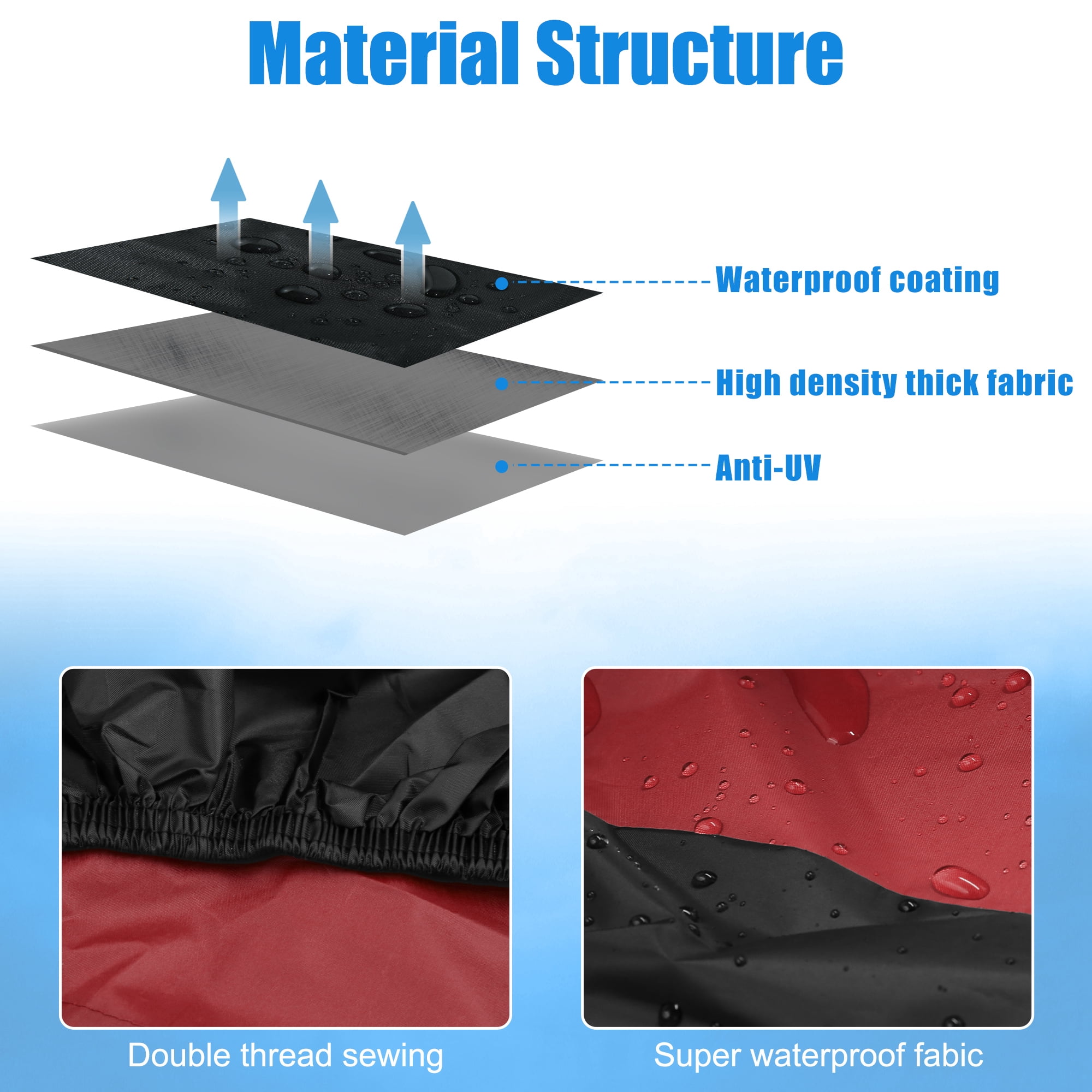 Unique Bargains 180T Motorcycle Cover Scooter Rain Dust UV Protector Red Black L