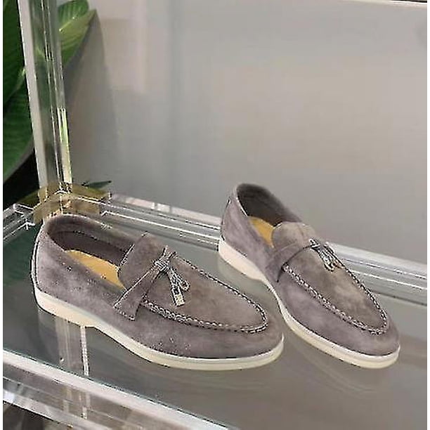 Zapatos de paseo de verano, mocasines de mujer, mocasín informal de gamuza, gorro con cierre, cómodos zapatos planos de suela blanda de talla grande huangjie unisex