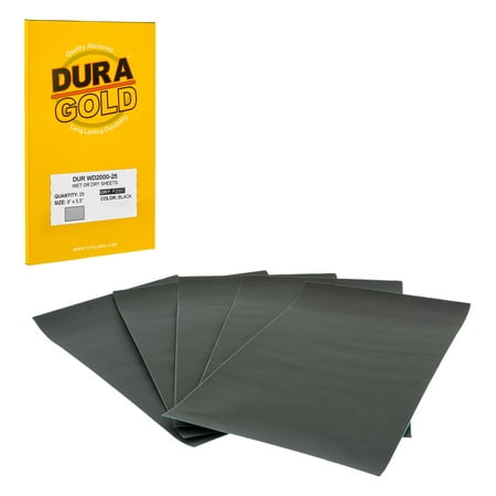 

Dura-Gold Wet or Dry - 2000 Grit - Professional cut to 5-1/2 x 9 Sheets - Color Sanding and Polishing - Box of 25