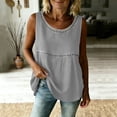 thumbnail image 6 of CYMMPU Women's Pleated Round Neck Sleeveless Blouse, Solid Color Casual Tank Top with Vertical Stitching, Lightweight Summer Shirt Gray M, 6 of 6