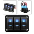 3 Gang Toggle Rocker Switch Panel Usb Car Boat Marine Rv Truck Blue Led