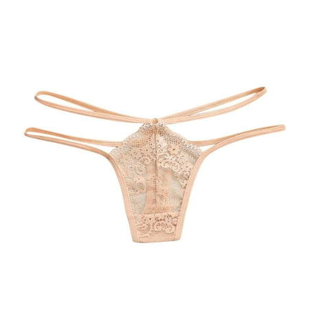 (2-Pack) Puawkoer Women Lace Panties Feminine Boy Short Panties Womeny Thong Thin Strap Deal for Today T Pant Low Waist Womens Underwear Pack Bikini Panties Variety