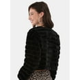 thumbnail image 3 of No Boundaries Quilted Faux Fur Jacket, Women's and Women's Plus, 3 of 5
