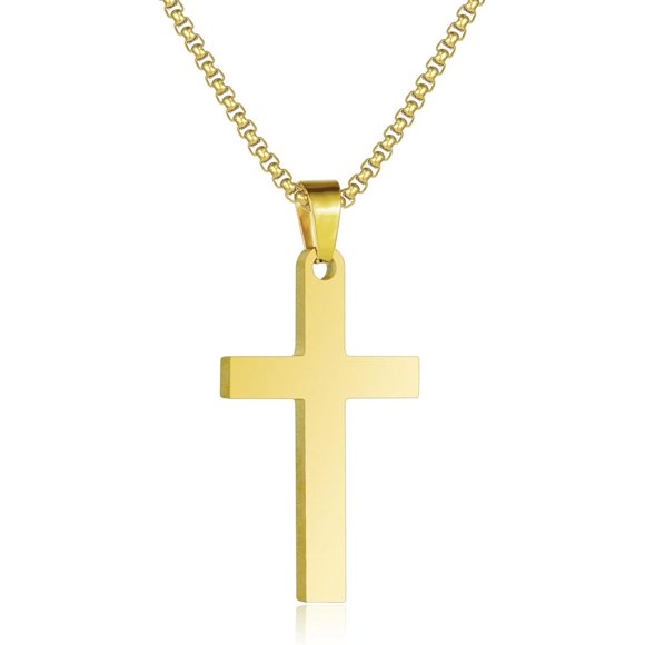 HAHDAXIA Cross Necklace for Men Stainless Steel Cross Pendant Necklaces Gold Silver Black Cross Necklace Jewelry Gift for Boys