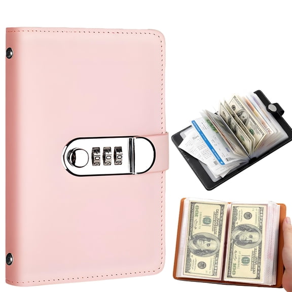 Lockable Savings Notebook, 100 Envelope Savings Challenge Book with Password Lock, Money Saving Binder with Cash Envelopes for Budget Planning