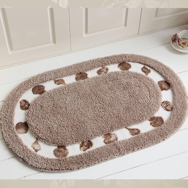 Shell Pattern Bath Rug, Cute Bathroom Rug Soft Microfiber Plush Water Absorbent Bathtub Mat Shaggy Non-Slip Quick Dry Shower Floor Mat Washable Area Rug for Living Room, Bedroom (Brown,20"x32")