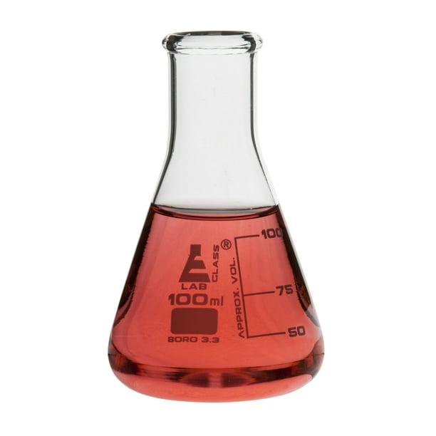 100ml Erlenmeyer Flask ; Narrow Neck, Eisco Labs 3.3 Borosilicate Glass ( Single flask ) 25ml