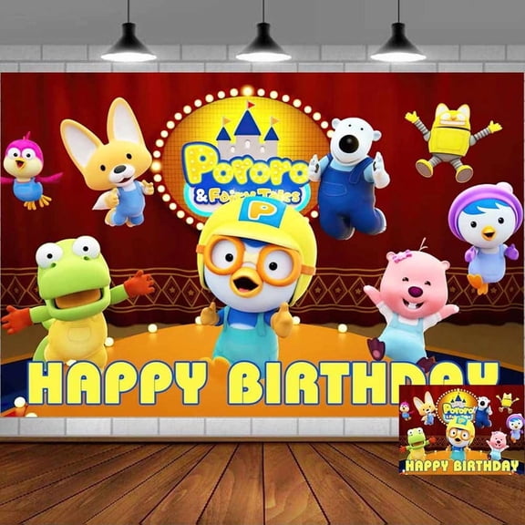 pororo Backdrop the littlebb penguin Banner Party Supplies Poster Movie Theme Background for Photography Kids Birthday Decorations