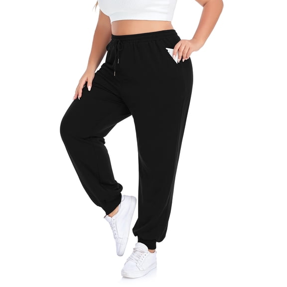 Plus Size Sweatpants for Women Drawstring Jogger Pants Loose Fit Elastic Waist Workout Lounge Pants with Pockets,1X-5X