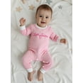thumbnail image 3 of BemeyourBBs Newborn Baby Girls Little SisterOutfits Stripe Romper Letter Embroidery Long Sleeve Jumpsuit, 3 of 9