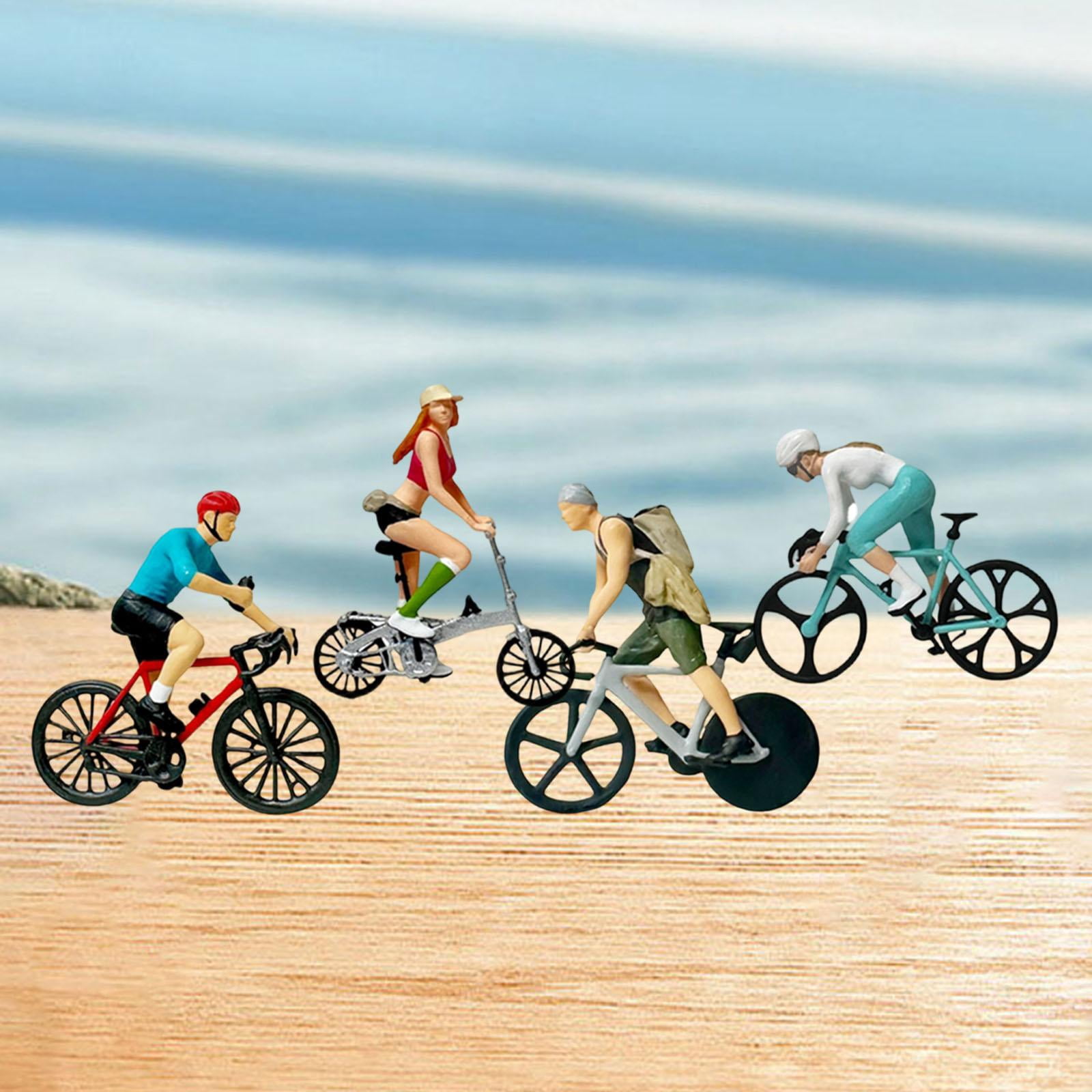 LeeQinersw 4 Pieces 1:64 Scale Rider Model Mini Figure for Miniature Scene Fairy Garden