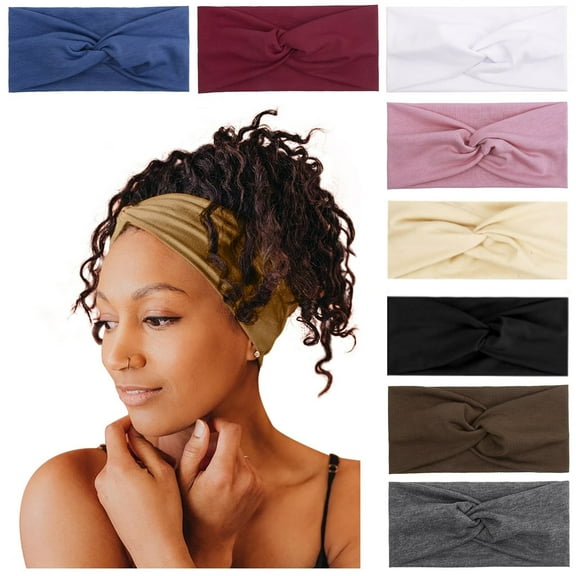 Turban Headbands for Women Boho Wide Women's Headbands for Hair Non Slip Twist Head Bands Headwraps Short Hair Stretchy Thick Fashion Accessories,Solid Color