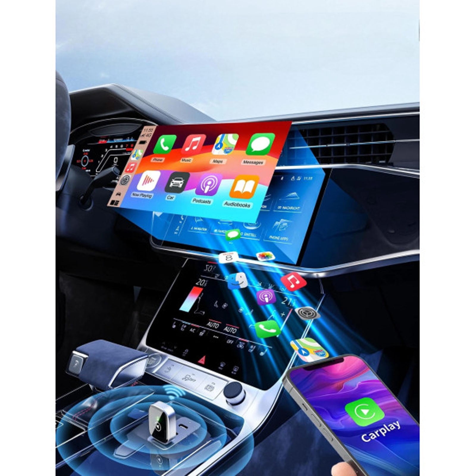 Wireless CarPlay Adapter, 2025 Upgraded 2-in-1 Mini Size CarPlay & Android Auto, Convert Wired to Wireless with USB & USB-C/Type-C, Plug & Play, Stable Control & No Delay, with iPhone & Android