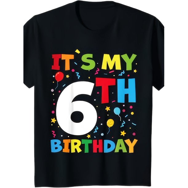 Camiseta de cumpleaños para niños de 6 años, para niños o niñas, para niño de seis años. El mejor regalo navideño para niños y niñas, camiseta cómoda y suave de algodón.