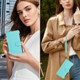 thumbnail image 7 of For iPhone 17e / 16e Wallet Phone Case-PU Leather Magnetic Flip Cover with 9 Credit Card Slots,Zipper Pocket & Detachable Wrist Strap,Shockproof,Mint Green,For iPhone 17e / 16e, 7 of 7
