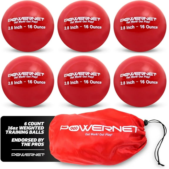 PowerNet Weighted Baseballs for Hitting Training, Baseball Training Equipment for Throwing & Batting, Build Muscle & Strength, 6 Balls 2.8" 12-20 oz