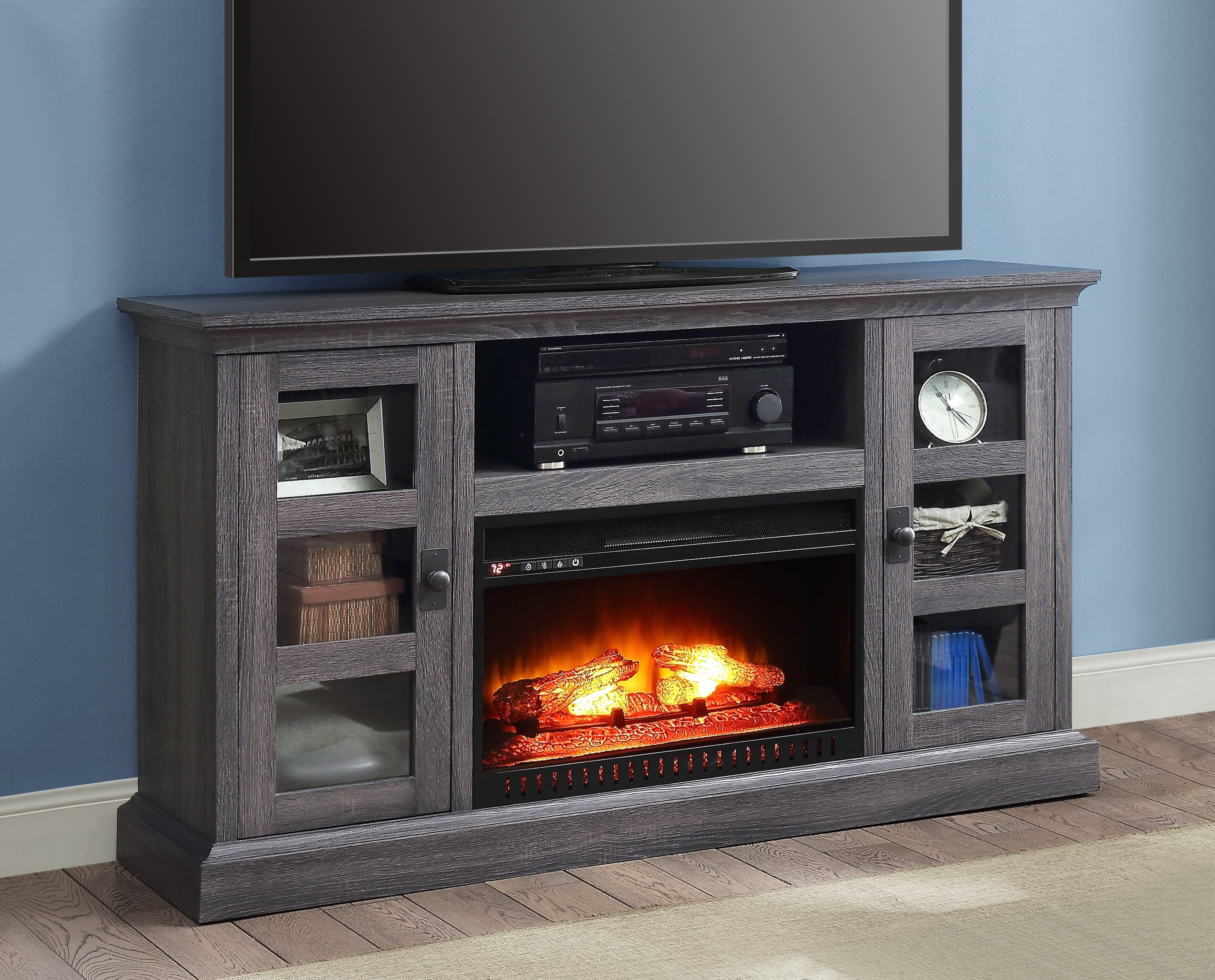 Whalen Media Fireplace Console For Tvs Up To 70 Gray Walmart