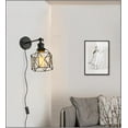 thumbnail image 3 of KAYYELAMP Set of Two Corded 5.9 Feet Button Adjustable Angle Wall Sconce Black Cage Metal Wall Lamp Vintage Design for Bedroom Living Room Farmhouse Kitchen Bedside, 3 of 7
