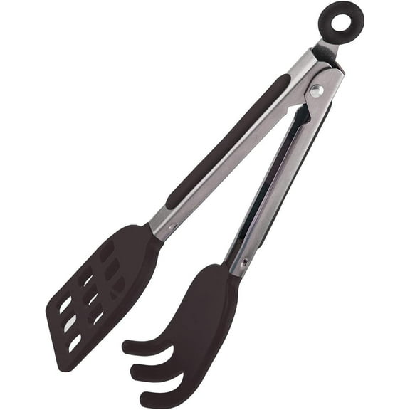 i Kito Mini Easy-Grip Waffle Tongs Lift Turner Holder, Non-Slip Silicone Handle Black