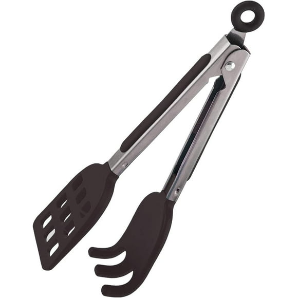 i Kito Mini Easy-Grip Waffle Tongs Lift Turner Holder, Non-Slip Silicone Handle Black