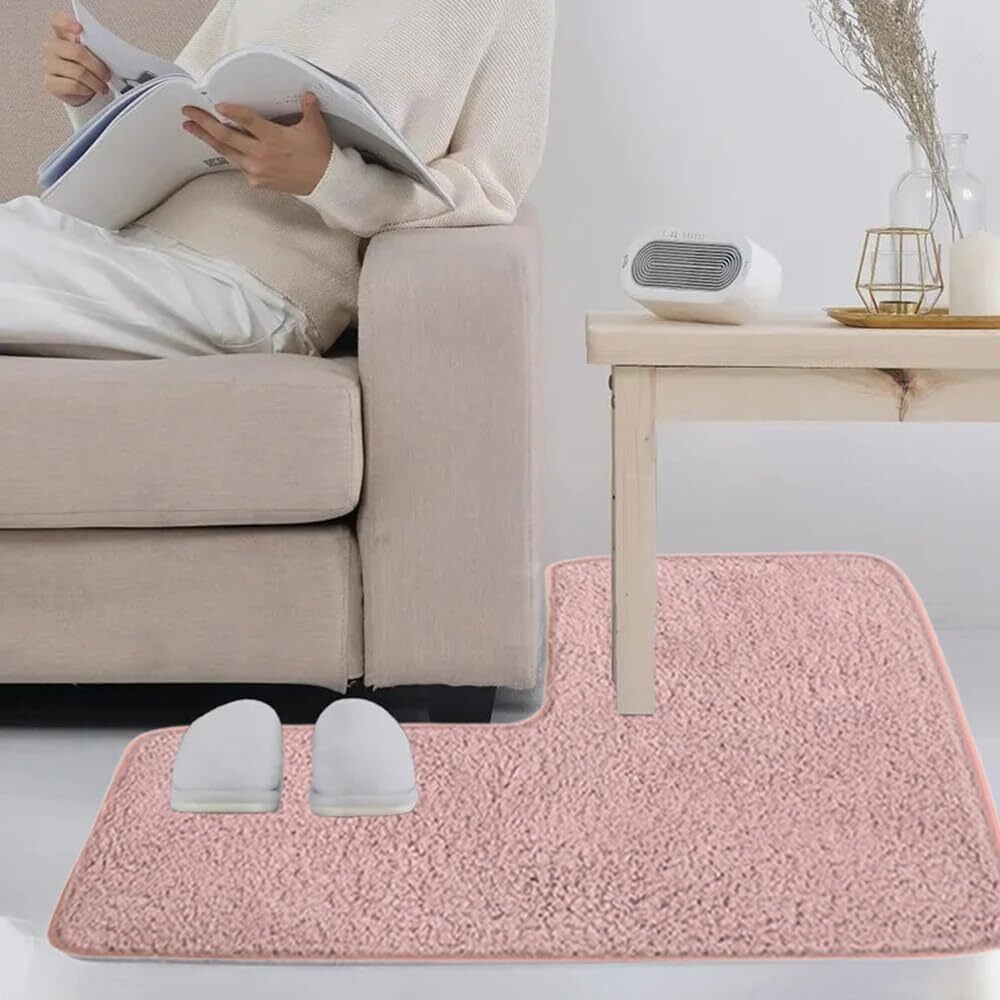 L-Shaped Bath Mat, Corner Bath Mat, Washable Carpet,Water Absorbent Soft Bath Rug, Non-Slip Floor Mats for Bathroom Bedroom Kitchen Living Room